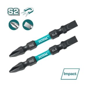 Total Impact Screwdriver bits PH2+SL6,65mm,2pcs/set