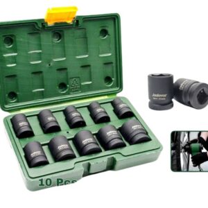 Jadever 10 Pcs 1/2" impact socket set