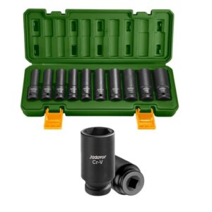 Jadever 10 Pcs 1/2" deep impact socket set