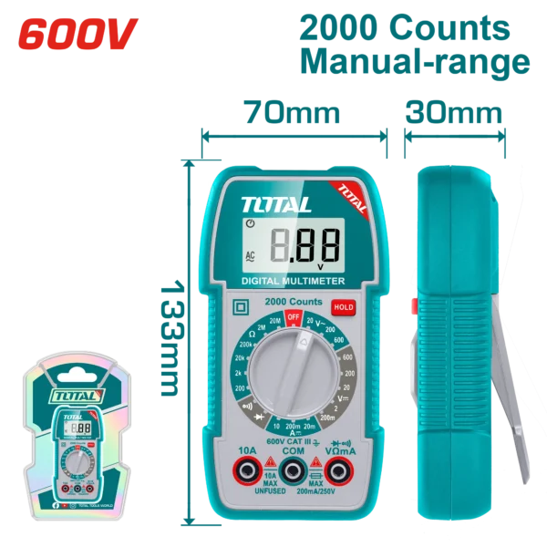 Multimeter Total Total Digital multimeter 600V 2000counts - Wima Power Tools